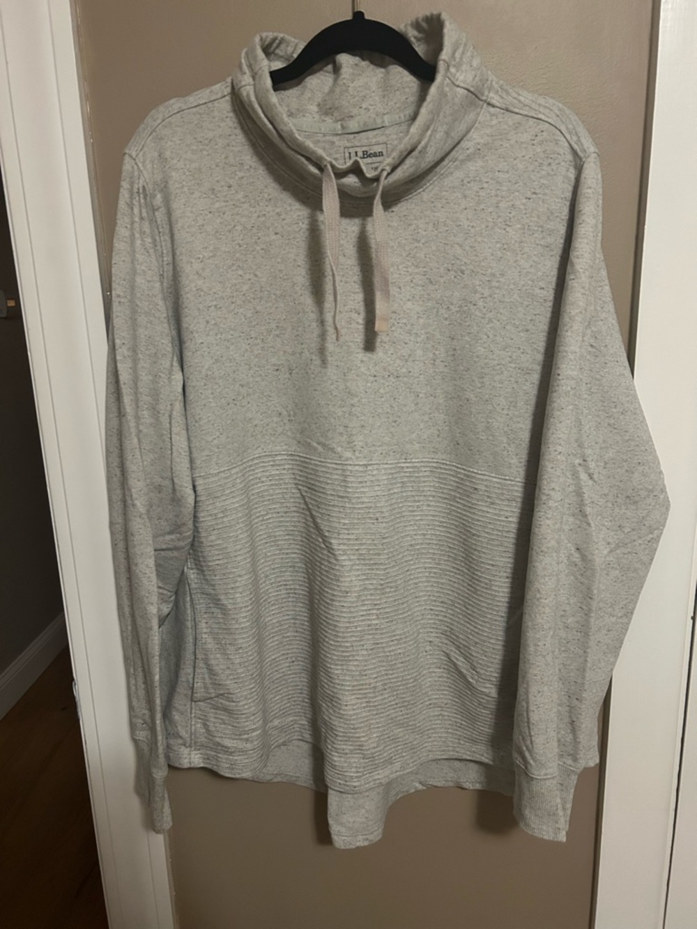 L.L. Bean Heathered Light Oatmeal Pullover Cowlneck